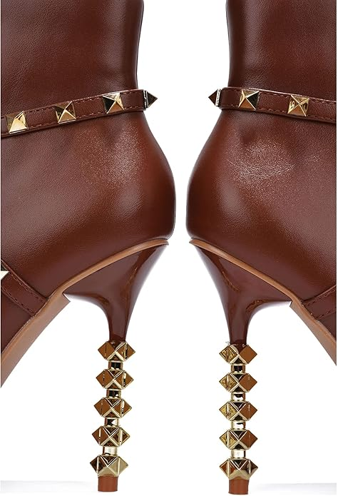 Ines Studded Sculpted Heel Booties â Pointed Toe Stiletto Ankle Boots for Women