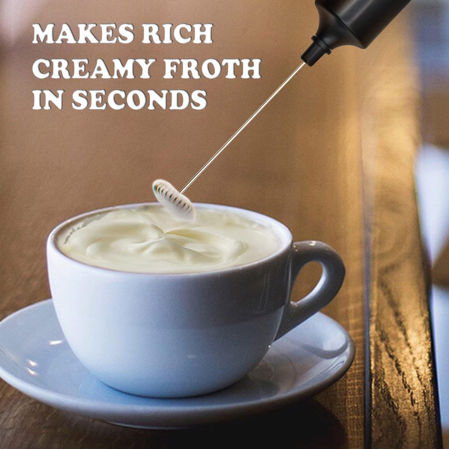 2 Packs (Black & White) Stainless Steel Milk Frother Handheld Battery Operated, Waterproof Electric Whisk Foam Maker for Latte, Coffee, Hot Chocolate