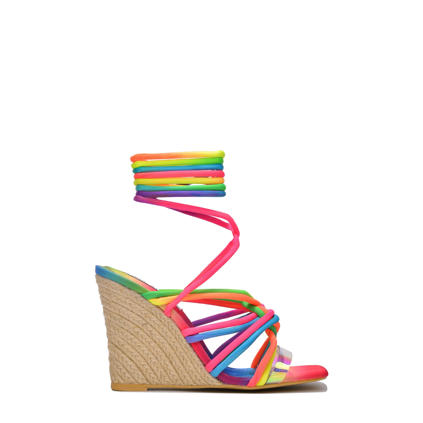 ISLO Women's Lace-Up Wedge Heels – Square Toe Espadrille Sandals with Clear Strap and Rope Wrap for Summer Outfits, Beach, or Parties