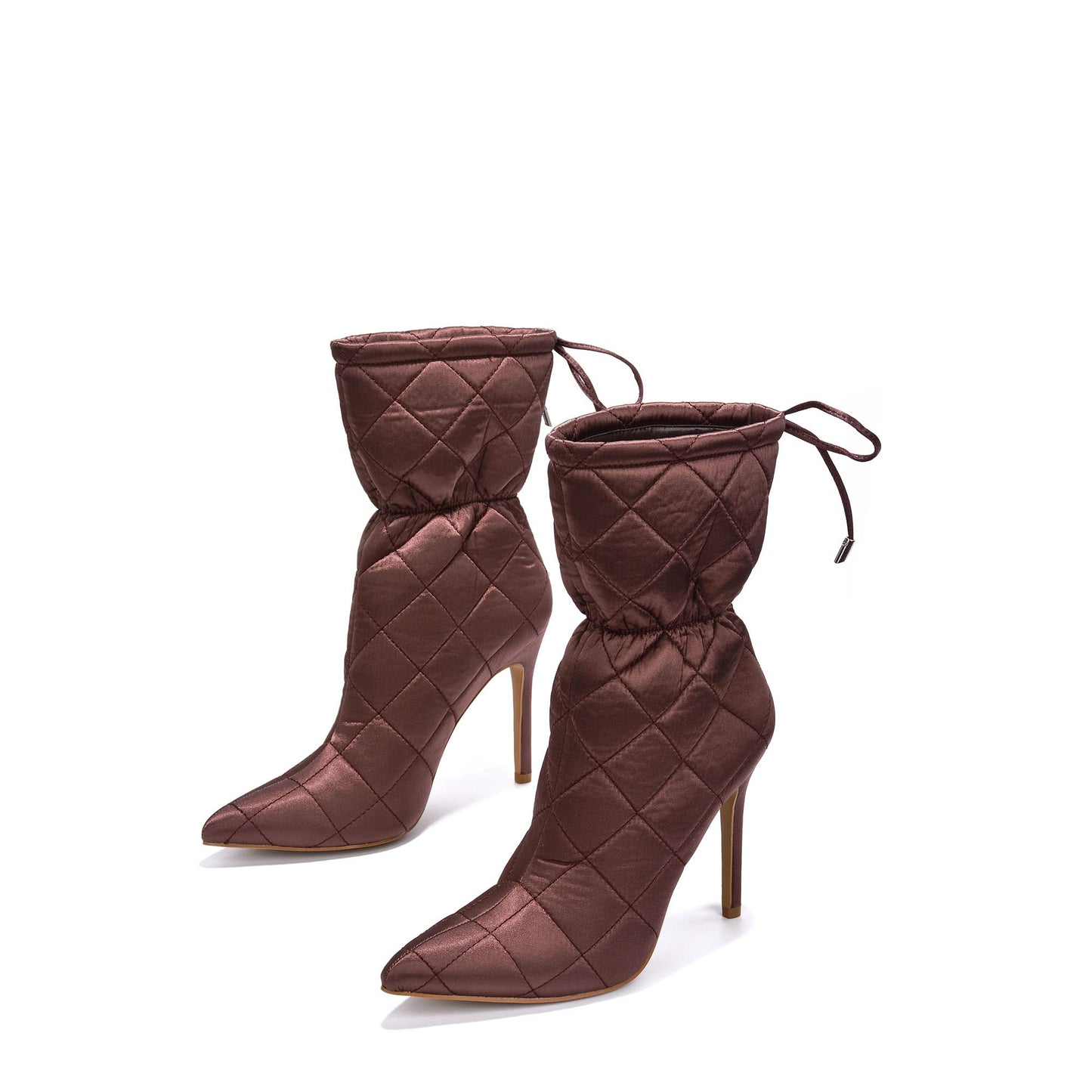 Makayla Quilted Pointed Toe Ankle Boots – Elegant PU Leather Heels for Office & Everyday Chic