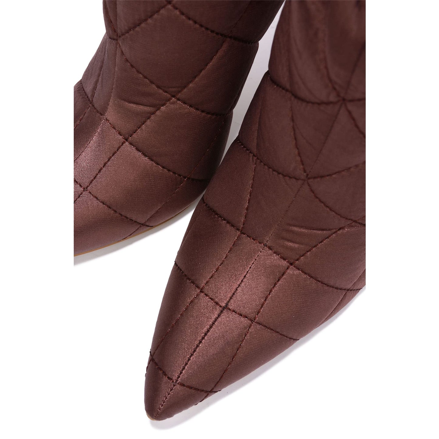 Makayla Quilted Pointed Toe Ankle Boots – Elegant PU Leather Heels for Office & Everyday Chic