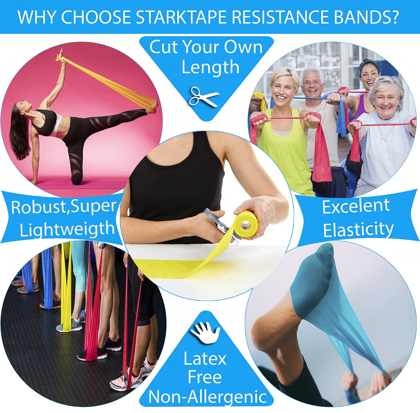 Resistance Bands Professional Bulk Rolls 5 in 1 5LBS-30LBS