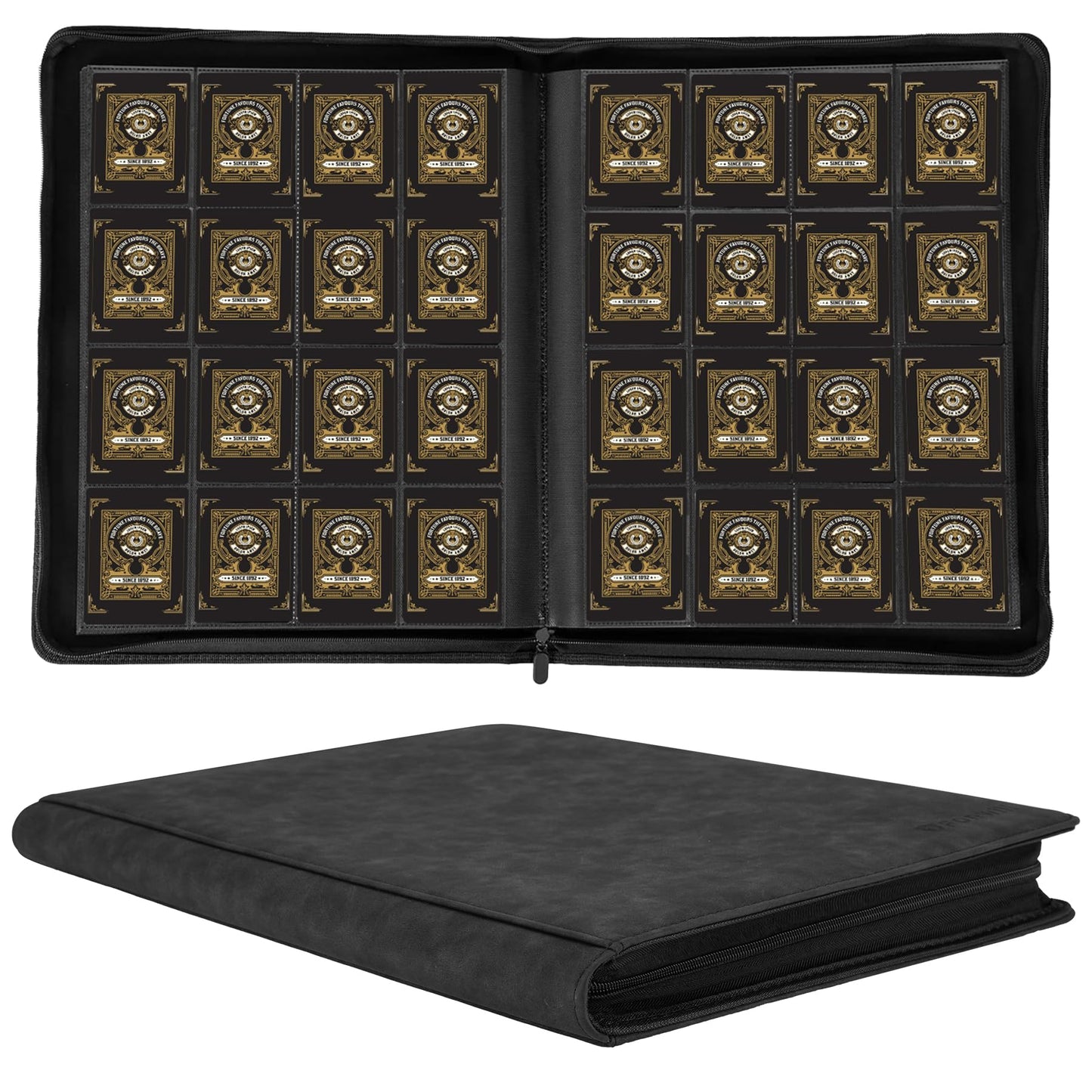 Deluxe 16-Pocket Trading Card Binder | 1000+ Card Capacity | Side-Loading Design for TCG, MTG, and Sports Cards