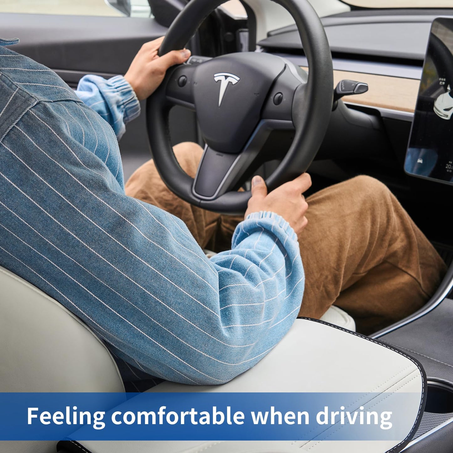 Tesla Model 3/Y Armrest Accessories - Center Console Cover for Tesla - Model 3 2017-2023 2024 2025 or Model Y 2020-2023 2024 2025 - White