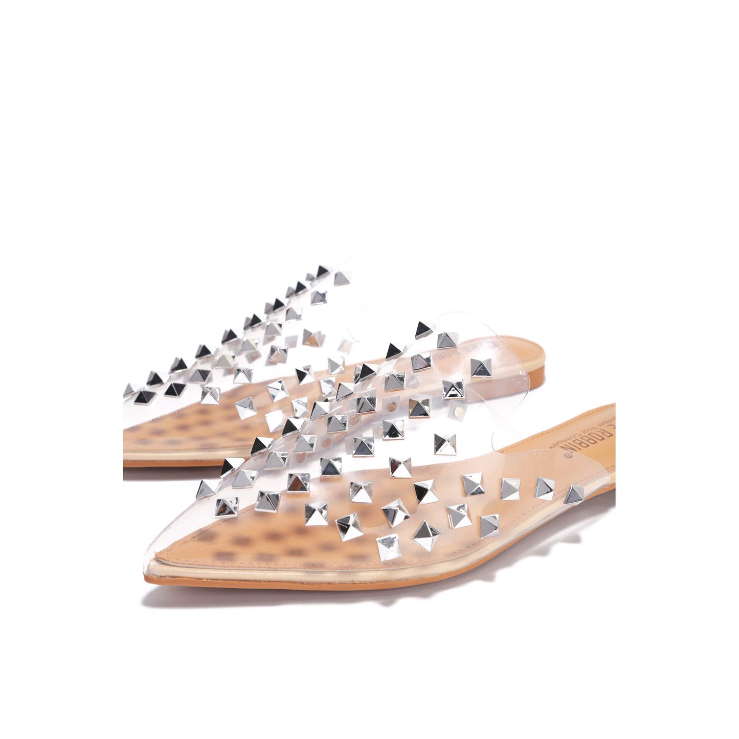 Sierra Lady’s Glam Crystal Bling Pink Pointed-Toe Mules – Studded Clear Slip-On Shoes for Women