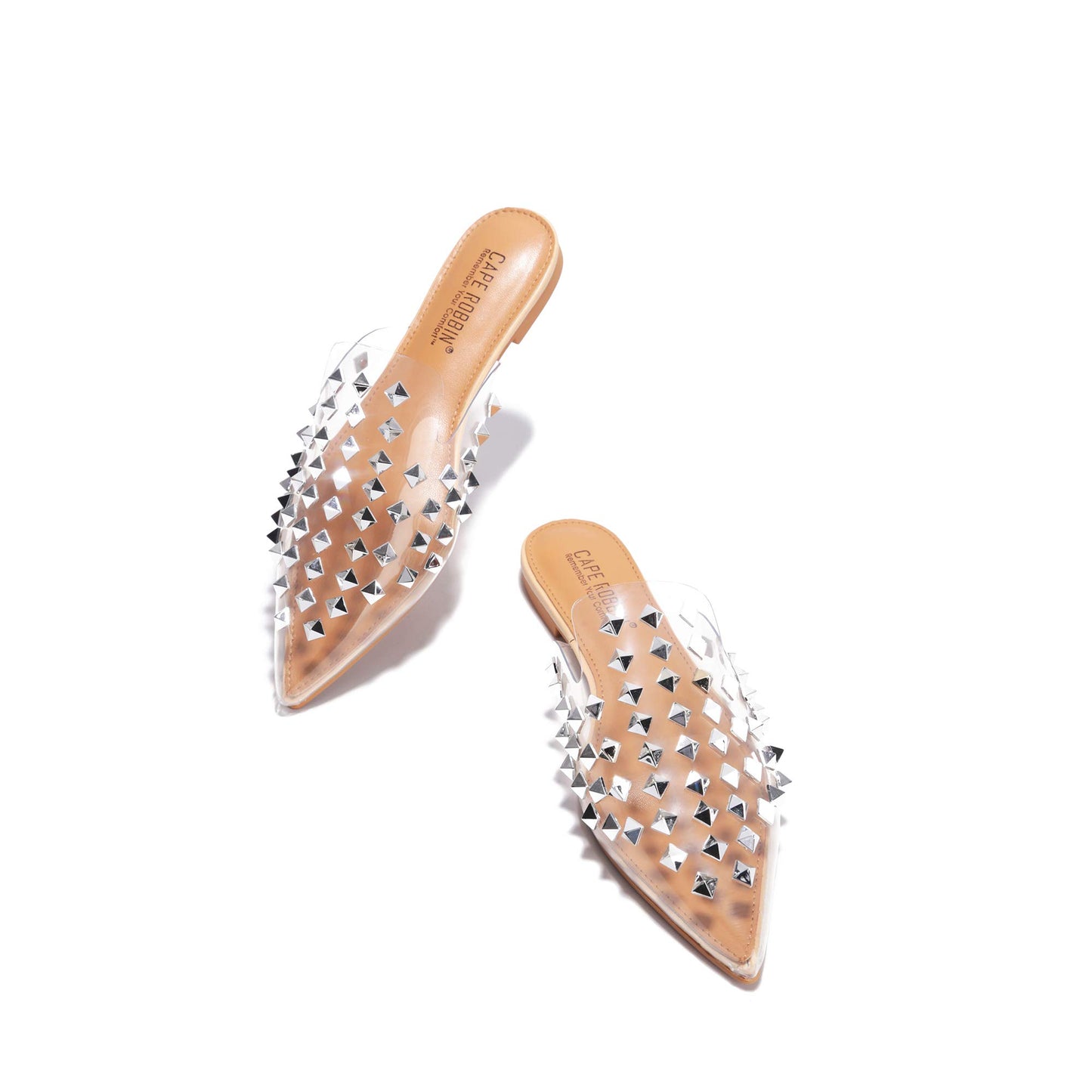 Sierra Lady’s Glam Crystal Bling Pink Pointed-Toe Mules – Studded Clear Slip-On Shoes for Women