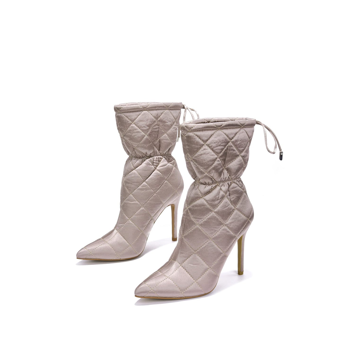 Makayla Quilted Pointed Toe Ankle Boots – Elegant PU Leather Heels for Office & Everyday Chic
