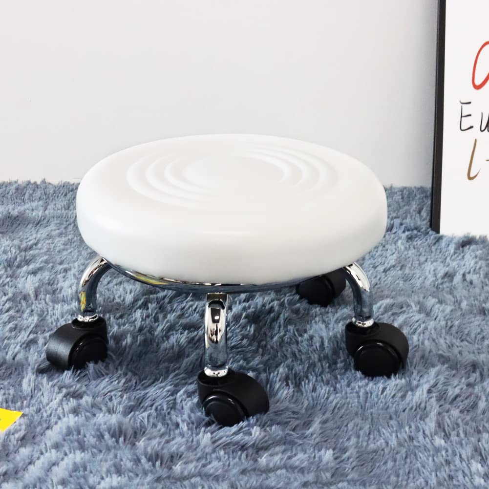 Adjustable PU Leather Rolling Stool Top Choice for Home, Office, and Garage