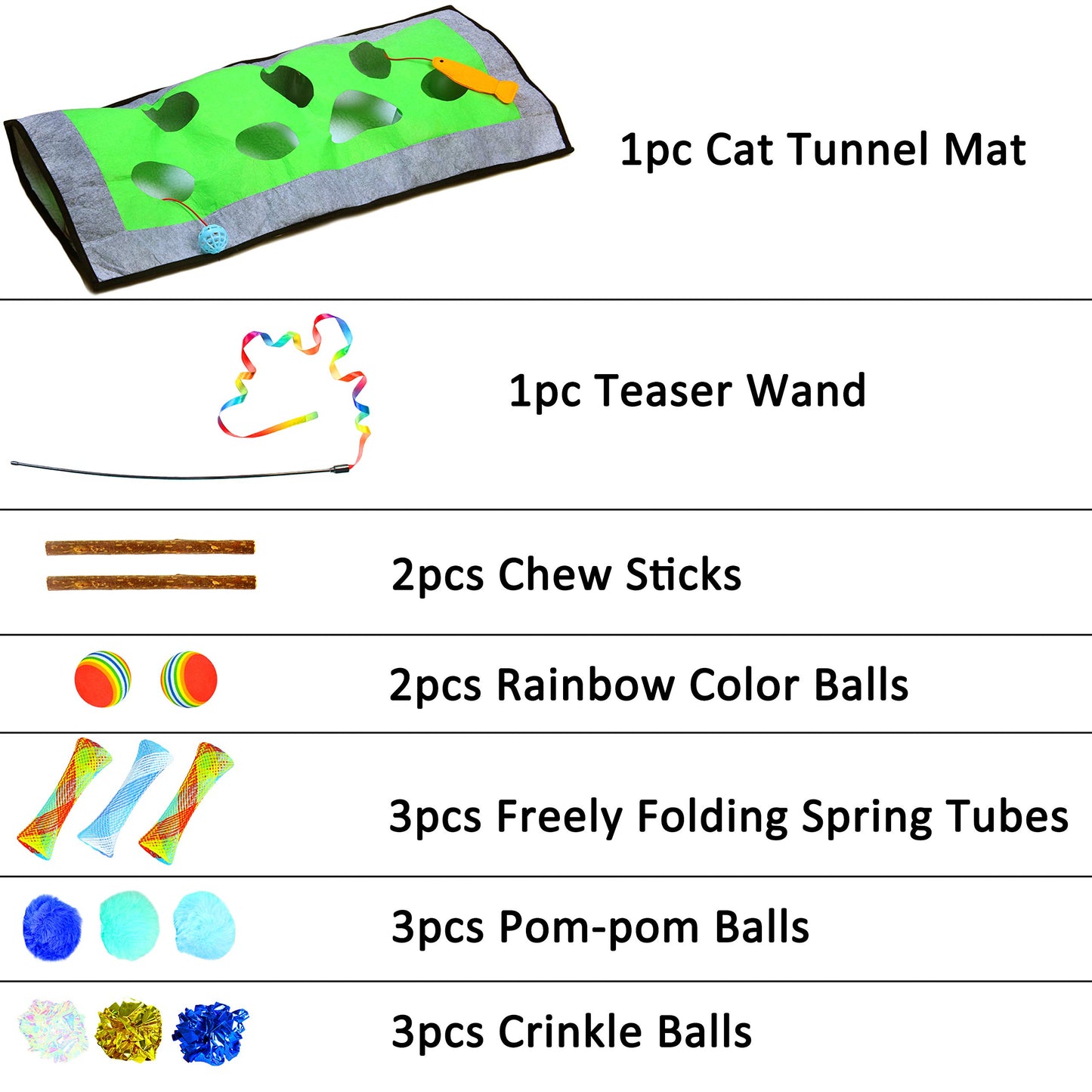15-Piece Interactive Cat Toy Set – Cat Play Mat with Teaser Wand, Crinkle Balls, Plush Mice & Catnip Toys for Indoor Kittens and Small Pets