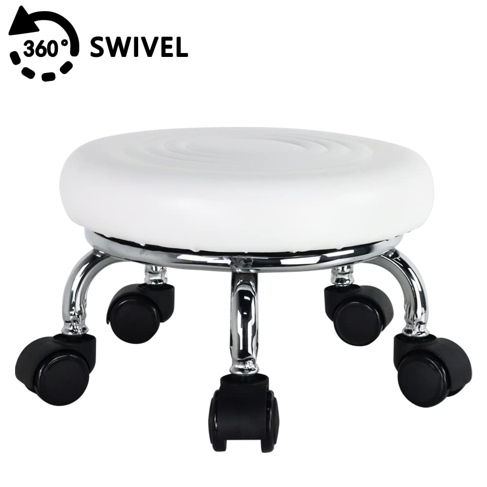 Adjustable PU Leather Rolling Stool Top Choice for Home, Office, and Garage