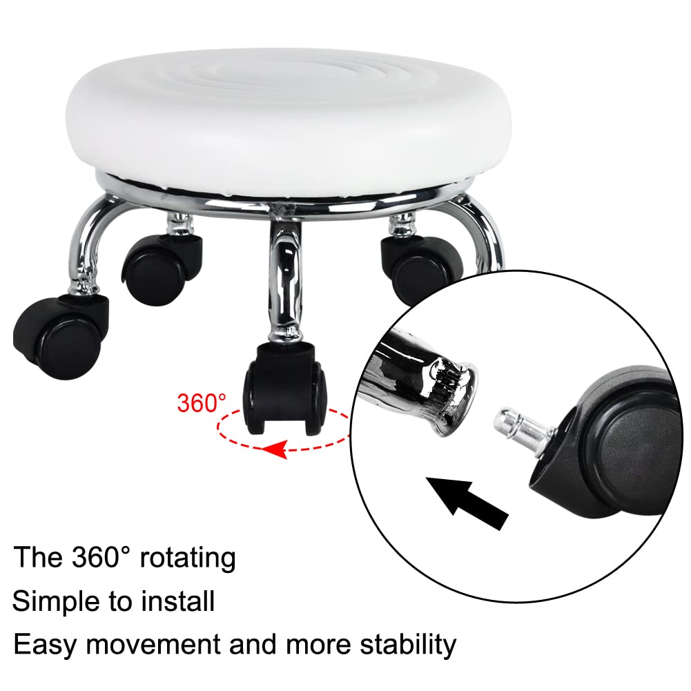 Adjustable PU Leather Rolling Stool Top Choice for Home, Office, and Garage