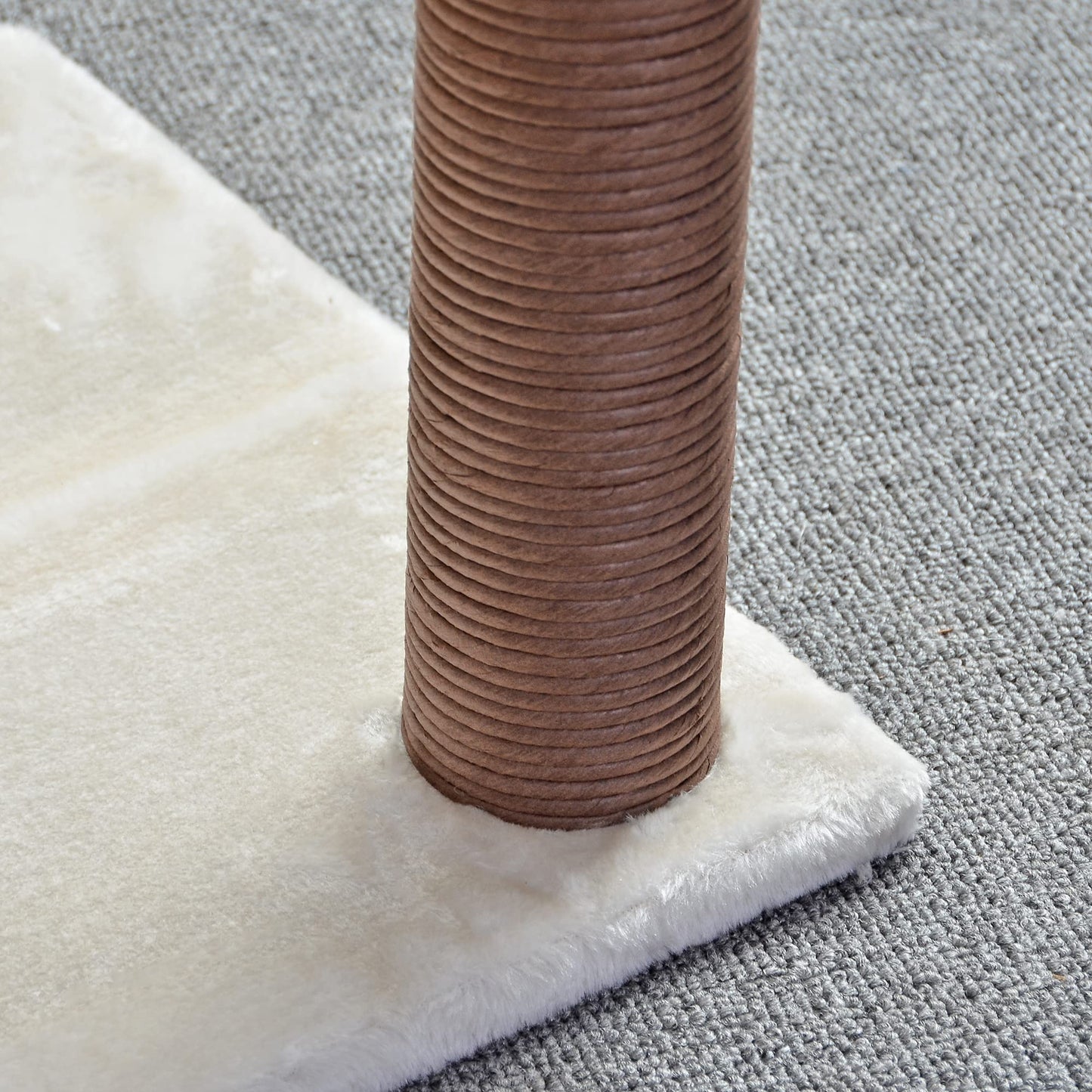 3-Level Cat Tree with Feather Toy - Small Cat Hammock, Scratching Posts, 15lbs Capacity, Beige