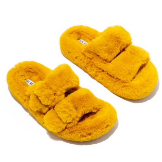 Marie Faux Mink Fur Slippers – Women’s Double Strap Cozy House Sandals