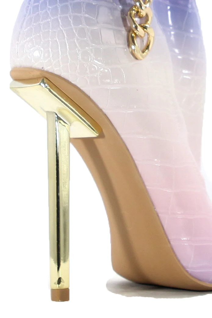 Joelle Gold Chain Pointed Toe Ankle Boots – Elegant Stiletto Heels for Women