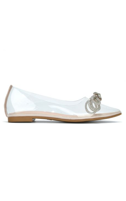Stearling Pointed Toe Flats for Women – Elegant Rhinestone Bow Slip-On Dress Shoes