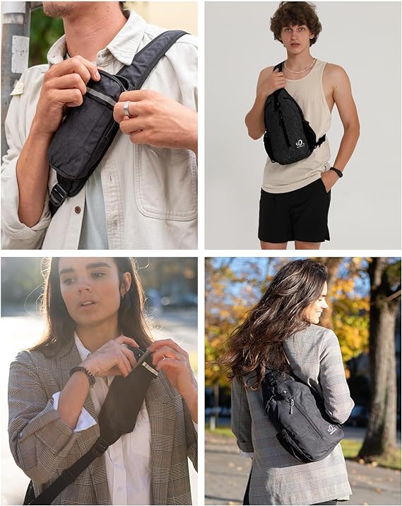 Crossbody Sling Backpack Sling Bag Travel Hiking Chest Bag Daypack Black