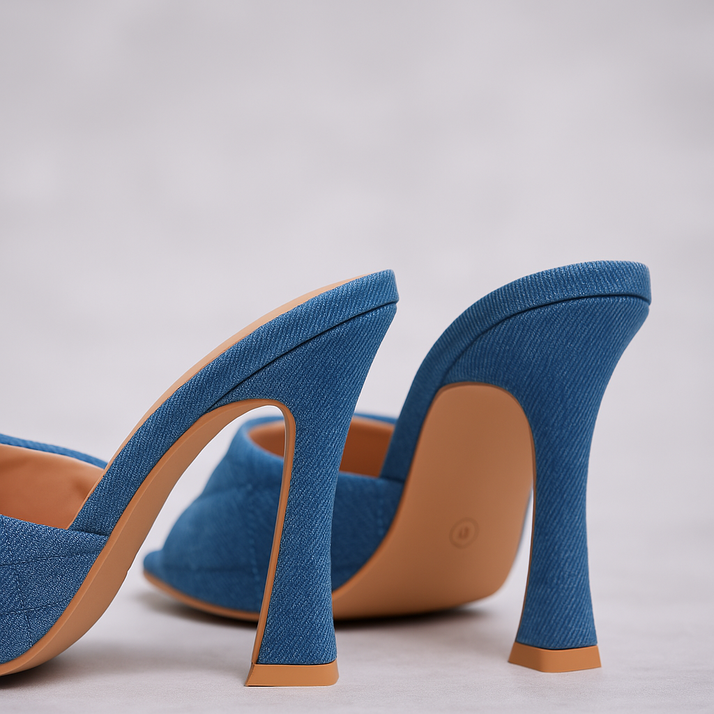 Brenton  Quilted Square Toe Mule Heels – Elegant Slip-On Block Sandals for Women