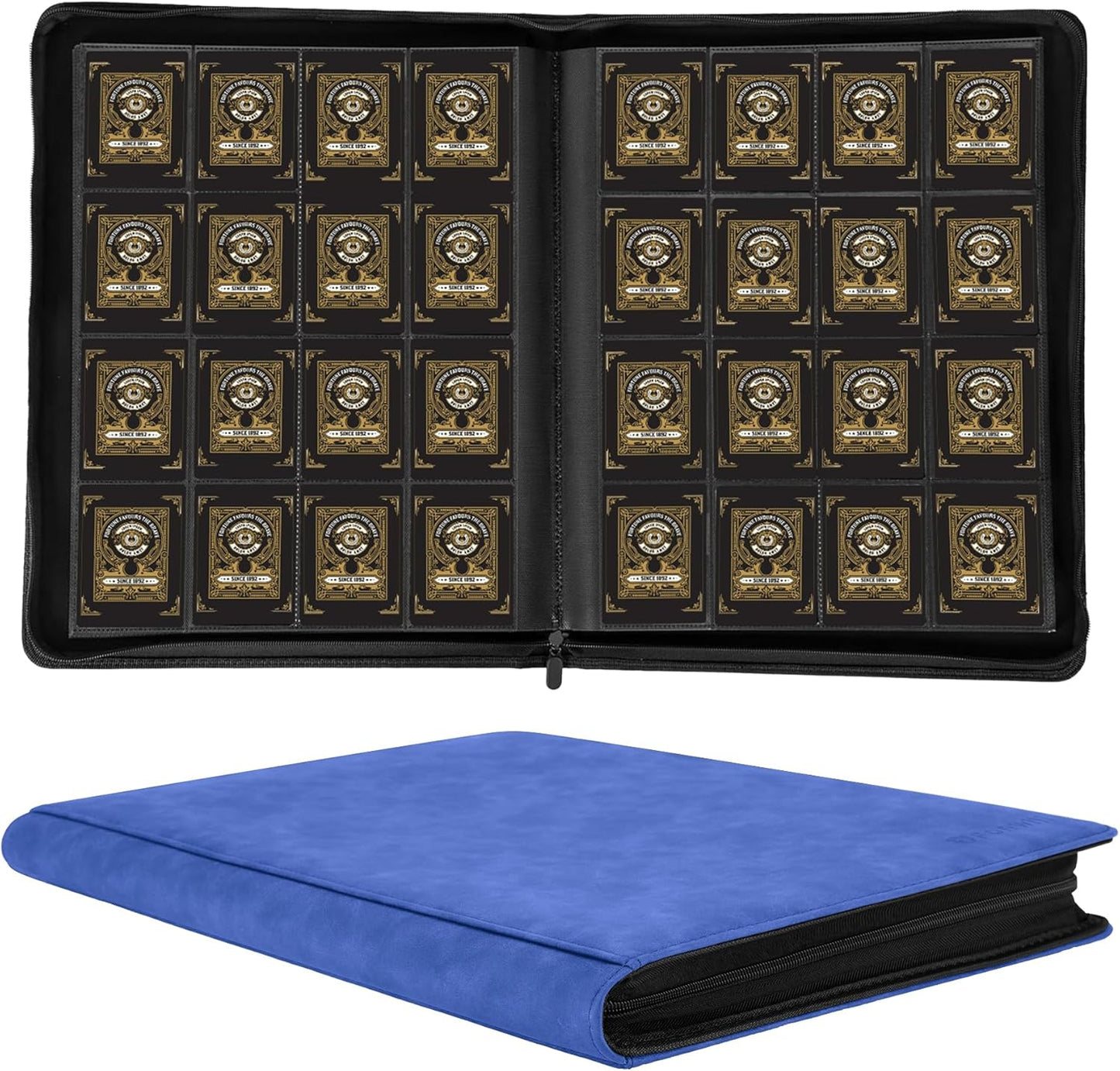 Deluxe 16-Pocket Trading Card Binder | 1000+ Card Capacity | Side-Loading Design for TCG, MTG, and Sports Cards