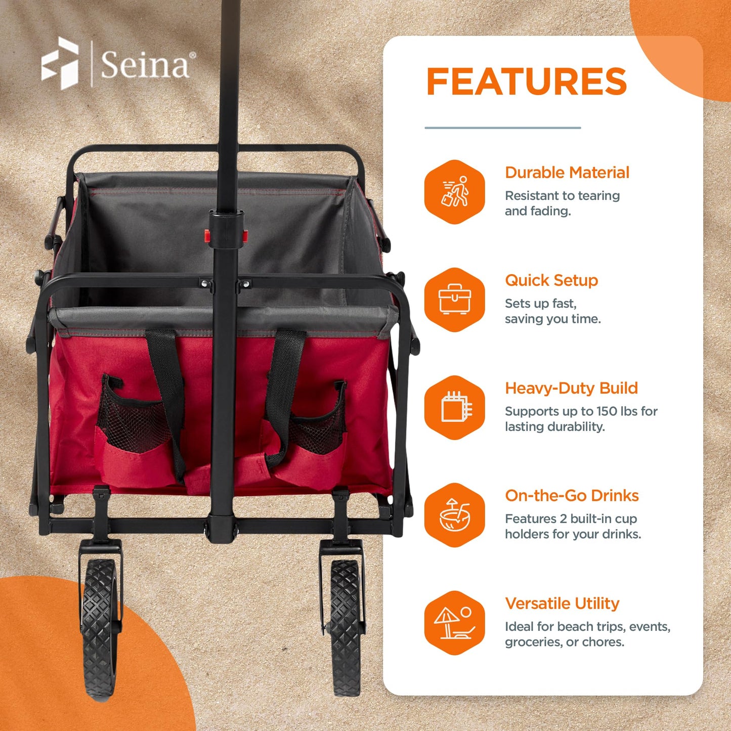 Collapsible Foldable Wagon for Outdoor Shopping and Beach - Portable Utility Cart cart