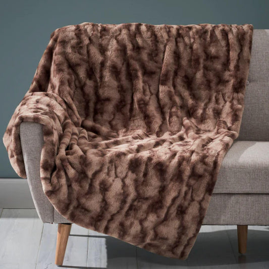 CozyLux Premium Faux Fur Throw Blanket - Soft, Reversible, and Warm for Sofa & Bed (50"x60")