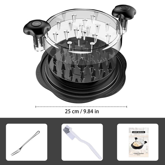 Large Chicken Breast Shredder Tool Twist with Brush & Fork, Visible Meat Shredder, Strong Anti-Slip Strip, Ergonomic Handle, BPA Free, Suitable for Pork Beef Chicken