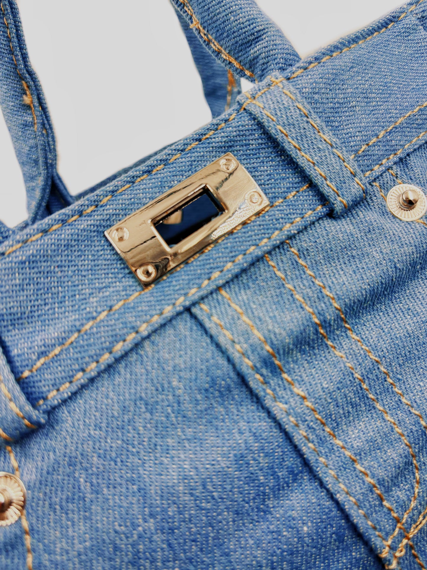 Classic Blue Denim Jeans Pants Top-Handle Women Handbag Purse