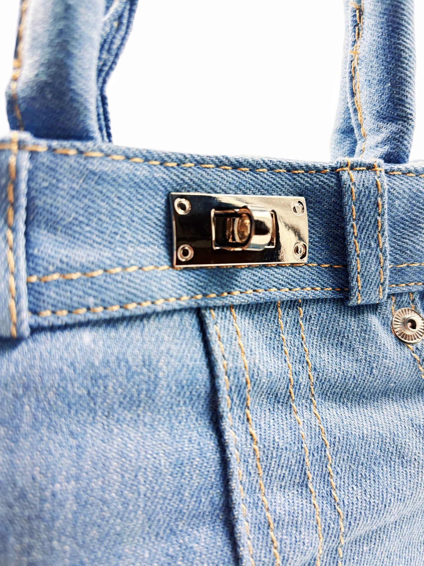 Classic Blue Denim Jeans Pants Top-Handle Women Handbag Purse