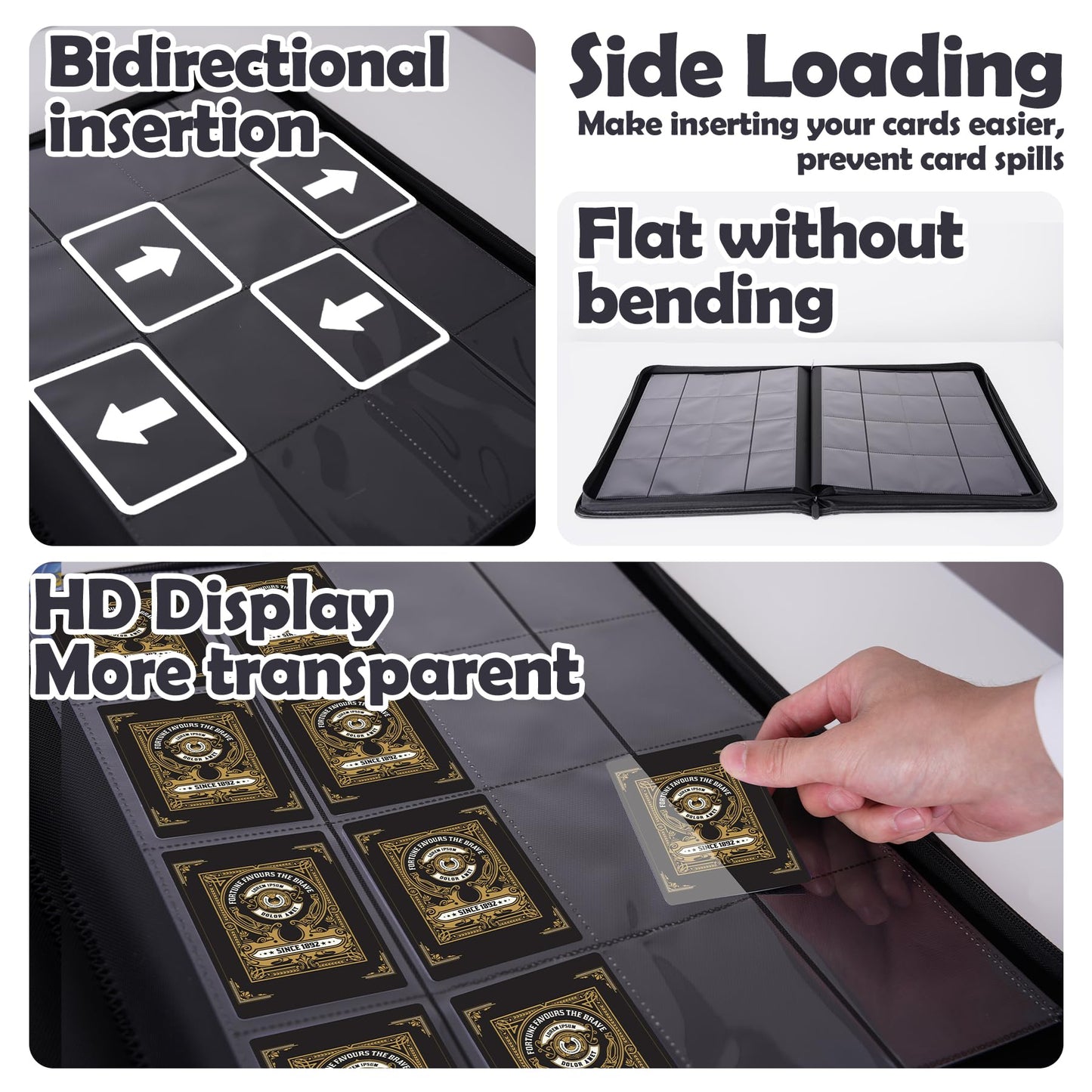 Deluxe 16-Pocket Trading Card Binder | 1000+ Card Capacity | Side-Loading Design for TCG, MTG, and Sports Cards