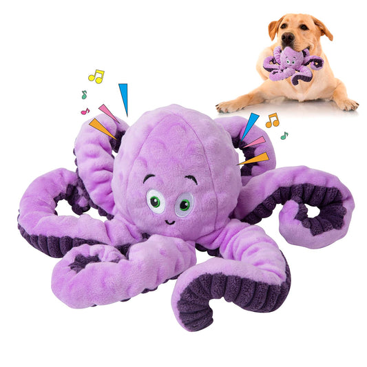 Dog Toys for Large Breed, Squeaky Funny Cute Interactive All Size Dog Toys, Stuffed Plush Animals Puppy Toys, Dog Birthday Presents Octopus