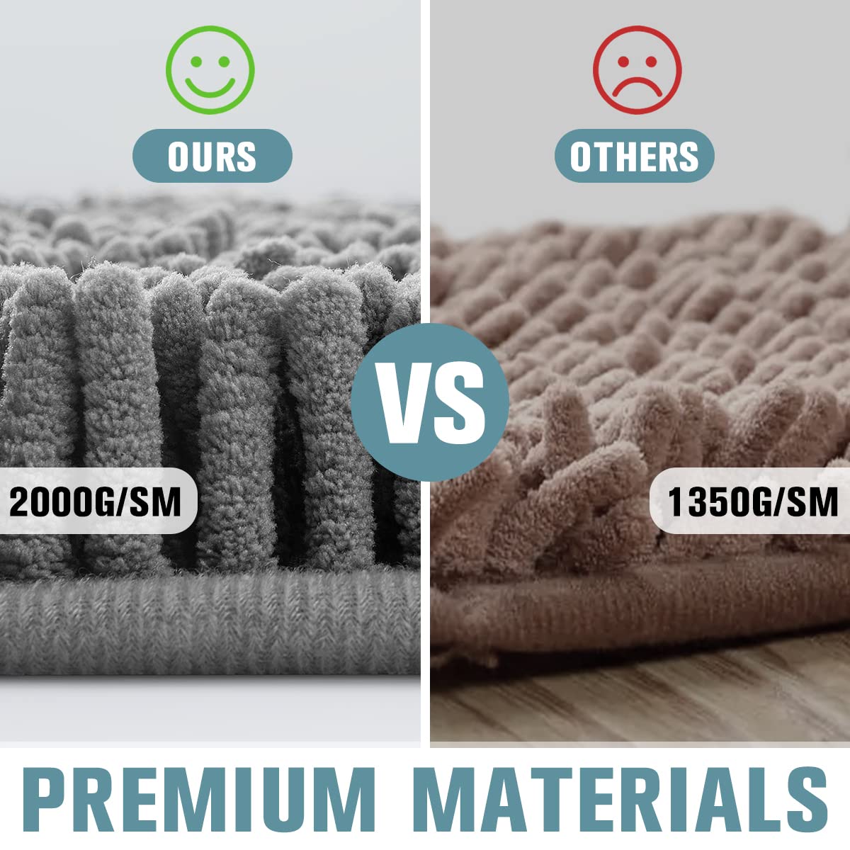 Bathroom Rug, Non-Slip Bath Mat, Soft Cozy Shaggy Thick Bath Rugs for Bathroom, Plush Rugs for Bathtubs, Water Absorbent Rain Showers(Dark Grey, 17"×24")