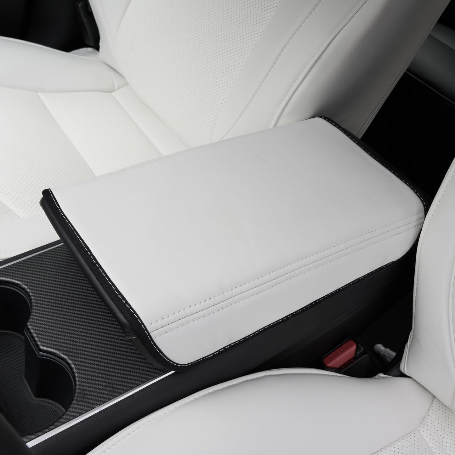 Tesla Model 3/Y Armrest Accessories - Center Console Cover for Tesla - Model 3 2017-2023 2024 2025 or Model Y 2020-2023 2024 2025 - White