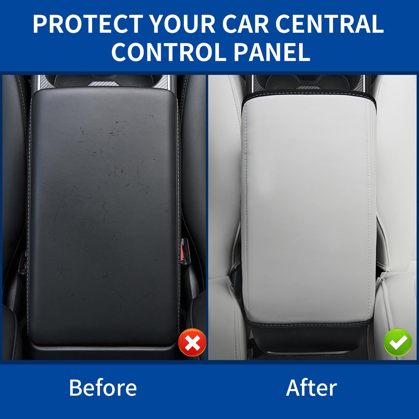 Tesla Model 3/Y Armrest Accessories - Center Console Cover for Tesla - Model 3 2017-2023 2024 2025 or Model Y 2020-2023 2024 2025 - White