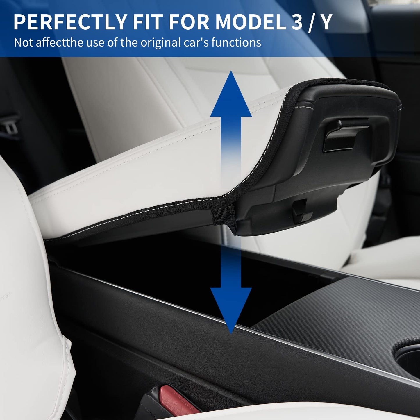 Tesla Model 3/Y Armrest Accessories - Center Console Cover for Tesla - Model 3 2017-2023 2024 2025 or Model Y 2020-2023 2024 2025 - White