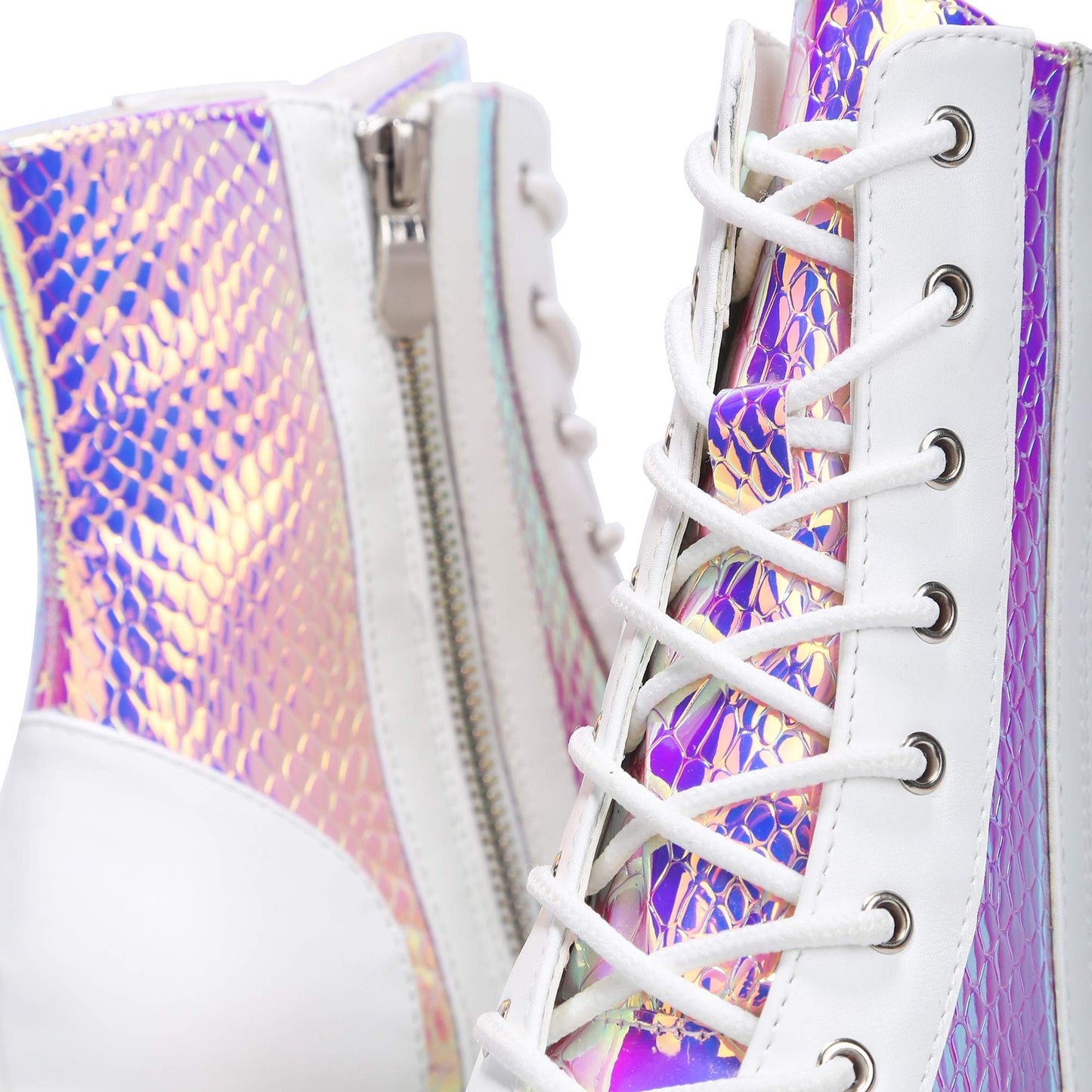 Radio Holographic Platform Boots – Rave-Ready Chunky Ankle Boots for Women