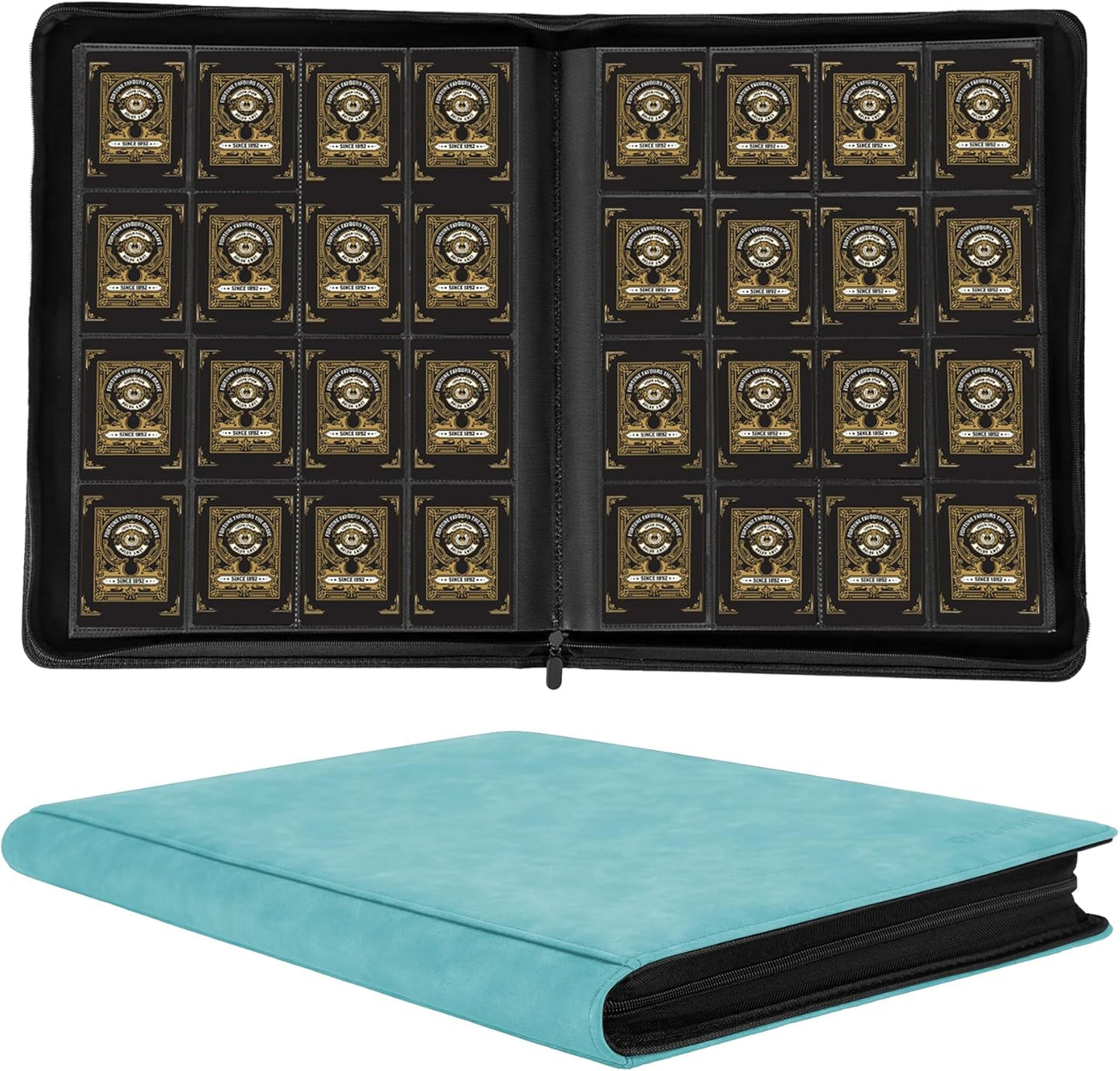 Deluxe 16-Pocket Trading Card Binder | 1000+ Card Capacity | Side-Loading Design for TCG, MTG, and Sports Cards