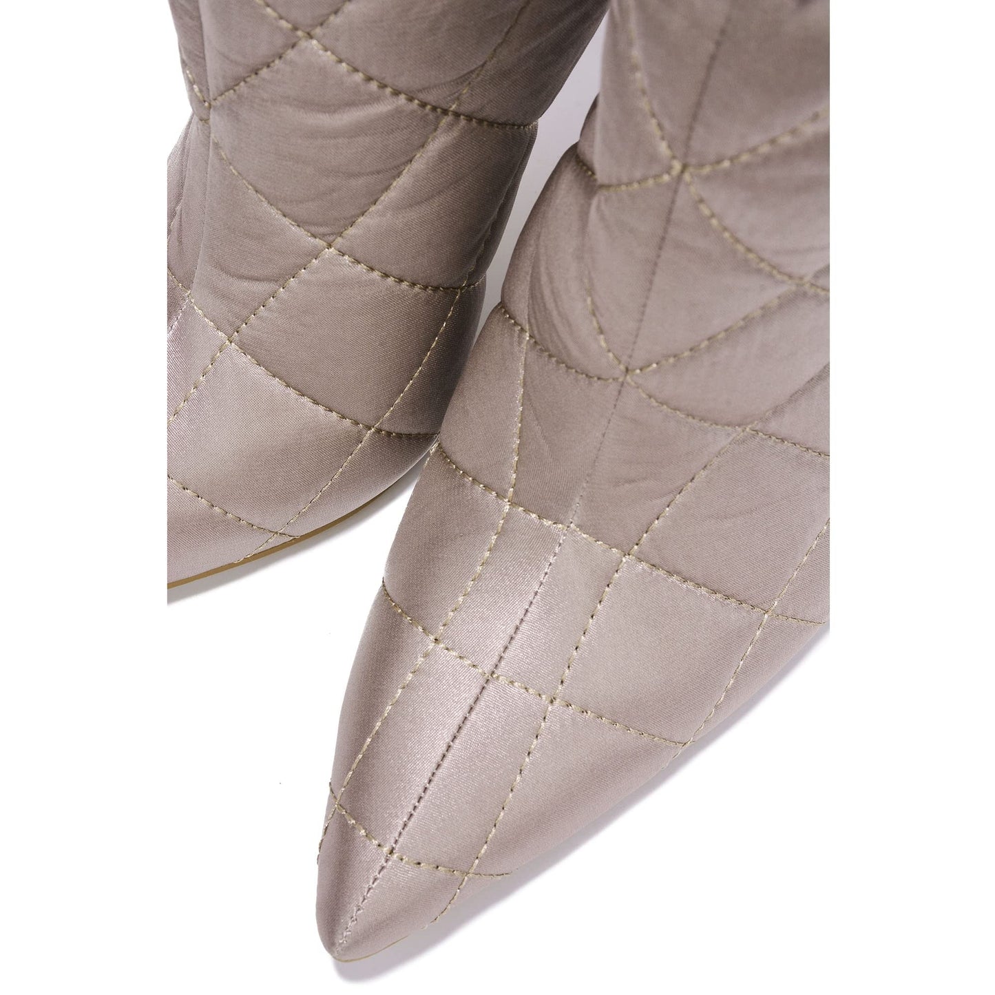 Makayla Quilted Pointed Toe Ankle Boots – Elegant PU Leather Heels for Office & Everyday Chic