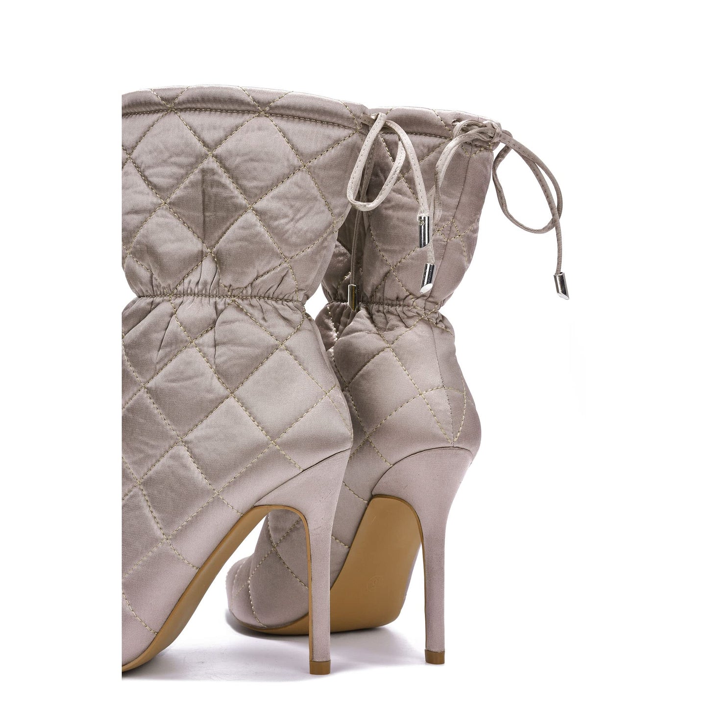Makayla Quilted Pointed Toe Ankle Boots – Elegant PU Leather Heels for Office & Everyday Chic