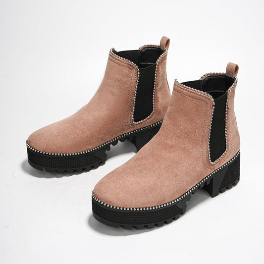 Tilda  Studded Platform Chelsea Boots – Chunky Ankle Combat Boots for Women
