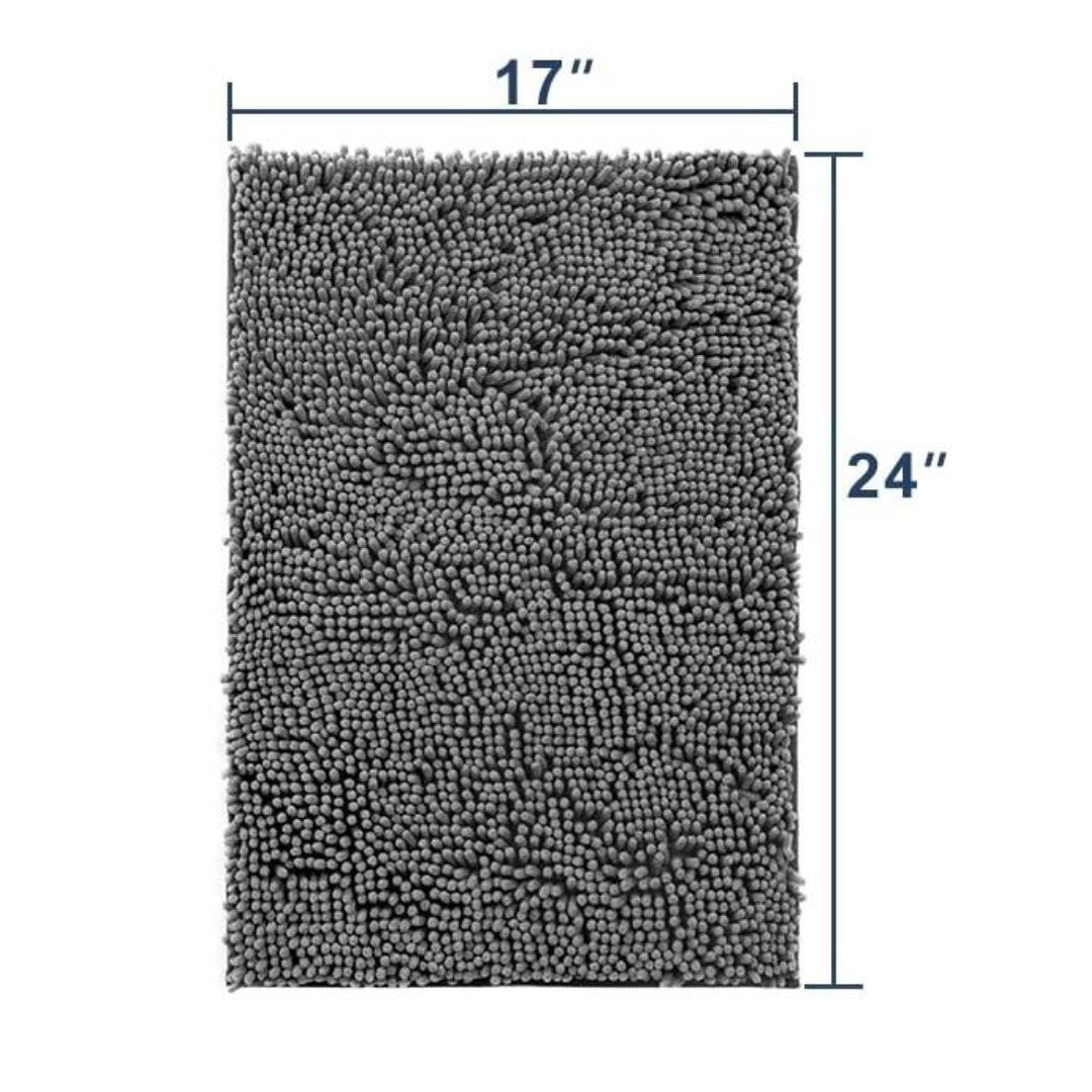 Bathroom Rug, Non-Slip Bath Mat, Soft Cozy Shaggy Thick Bath Rugs for Bathroom, Plush Rugs for Bathtubs, Water Absorbent Rain Showers(Dark Grey, 17"×24")