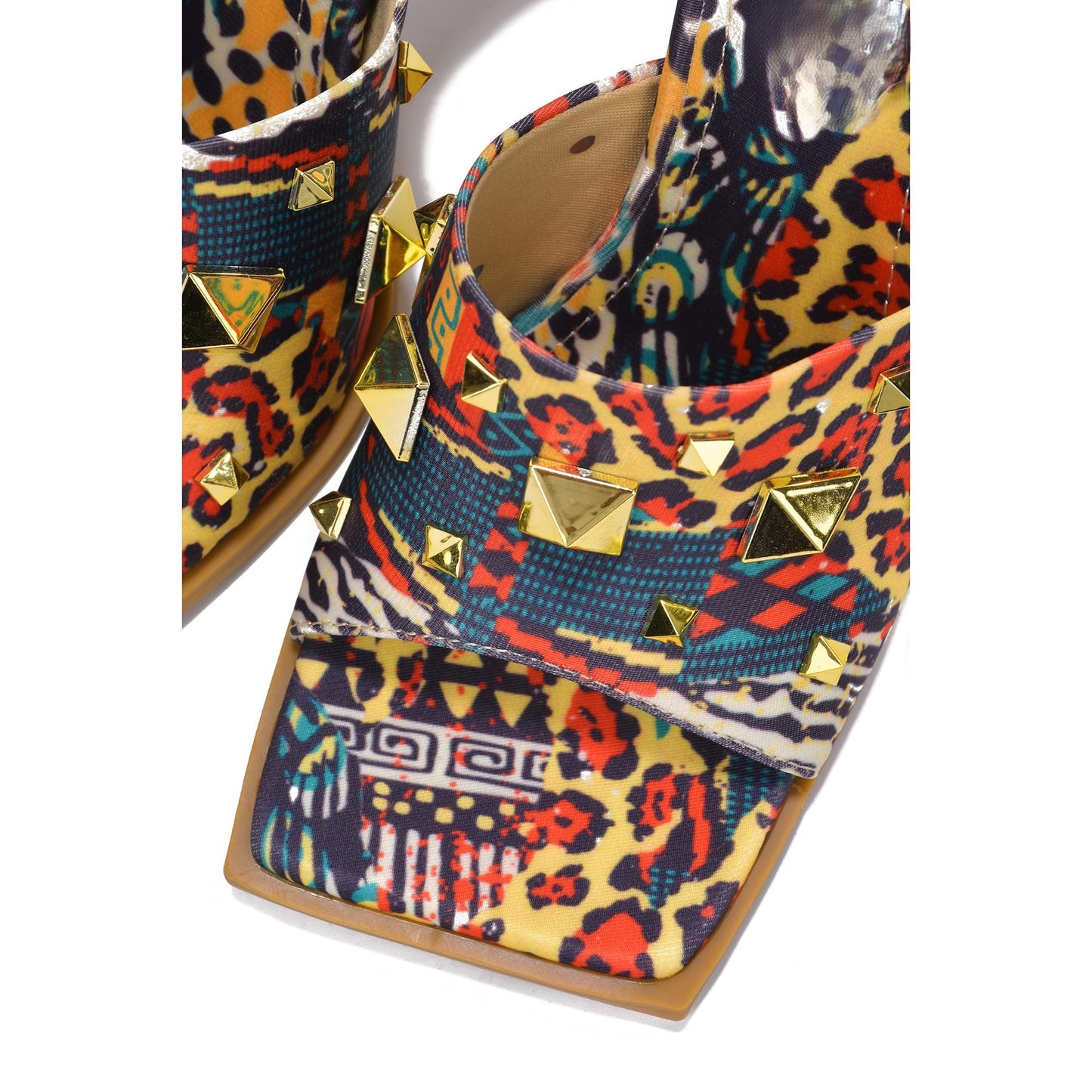Popo Studded Square Toe Stiletto Heels – Punk Style Mules for Bold Women