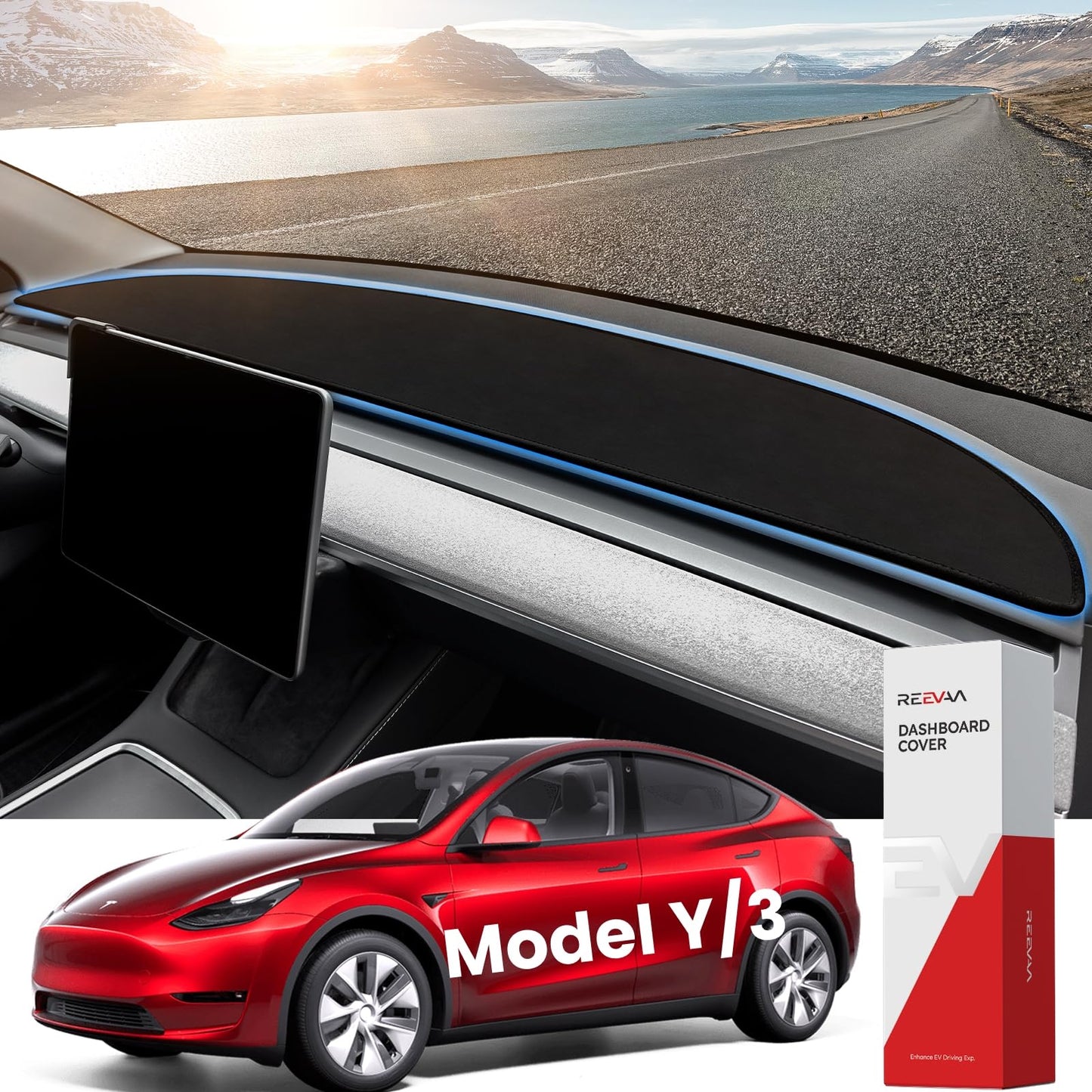 Tesla Premium Dash Mat | Anti-Glare & Full Protection | Luxury Alcantara for Model Y(2024-2017)