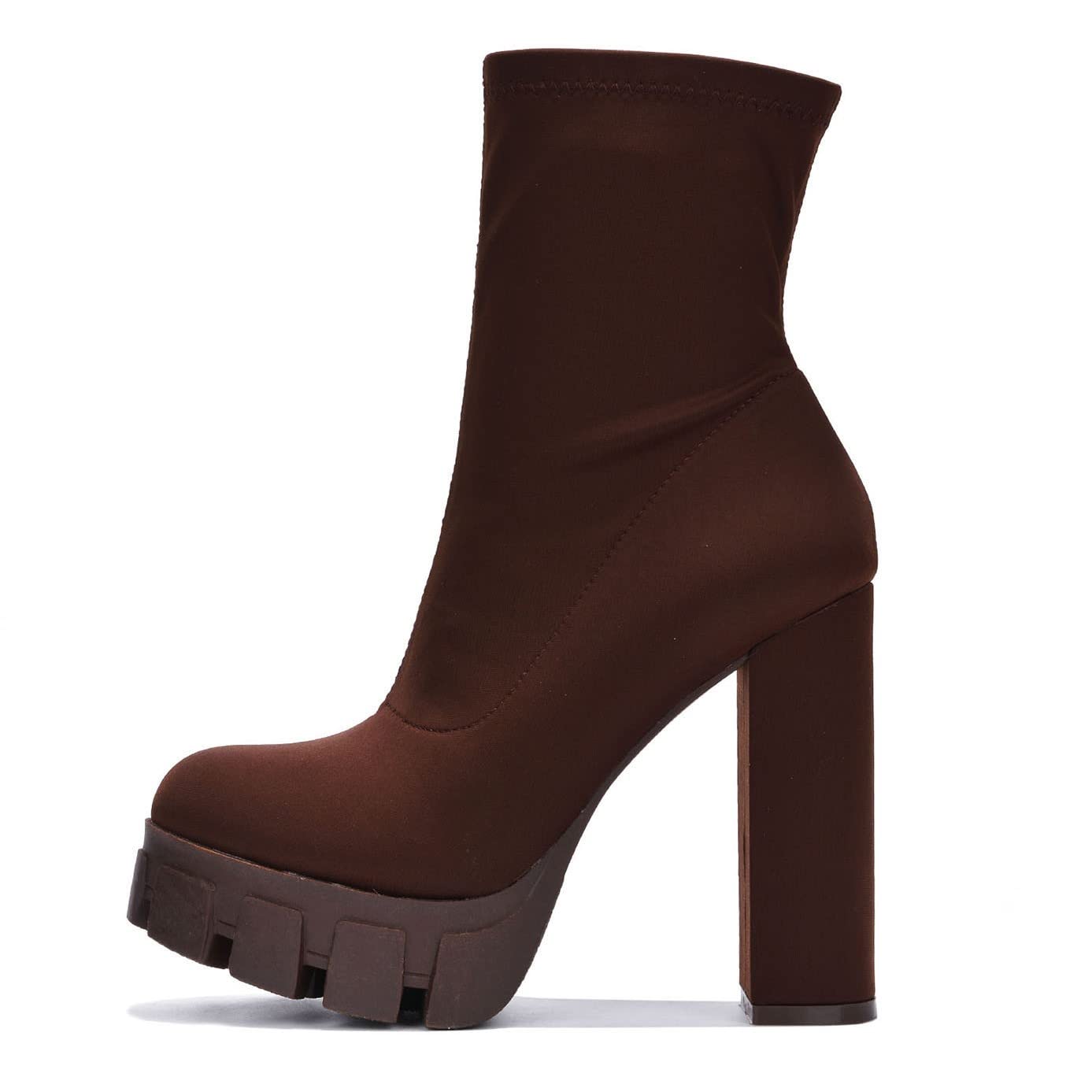 Chesta Chunky Platform Mid Calf Boots – Almond Toe Block Heel Booties for Women