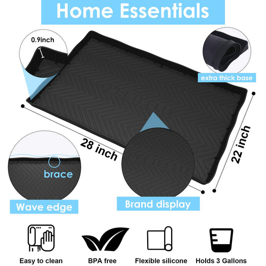 Under Sink Mats for Kitchen Waterproof, 34" X 22" Or Smaller Cut to Fit Under Sink Drip Tray for Kitchen Bathroom Cabinets, Silicone Liner Hold Up to 3.3 Gallons Liquid