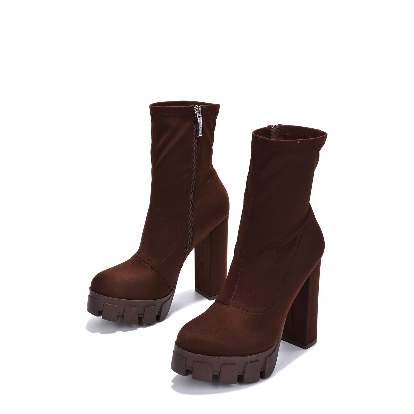 Chesta Chunky Platform Mid Calf Boots – Almond Toe Block Heel Booties for Women
