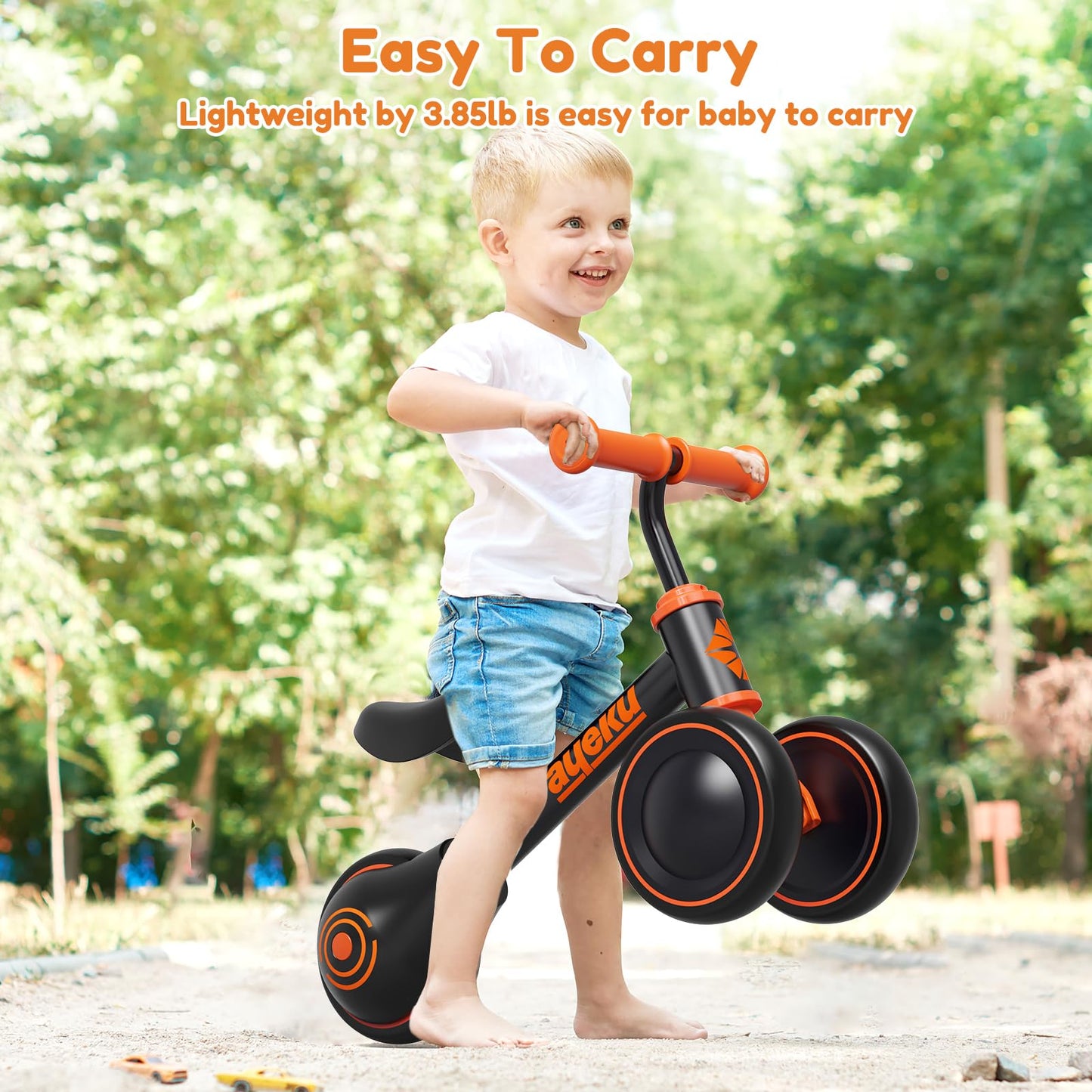 First Ride Balance Bike | Perfect 1st Birthday Gift for Toddlers (12-24 Months) - Orange Black