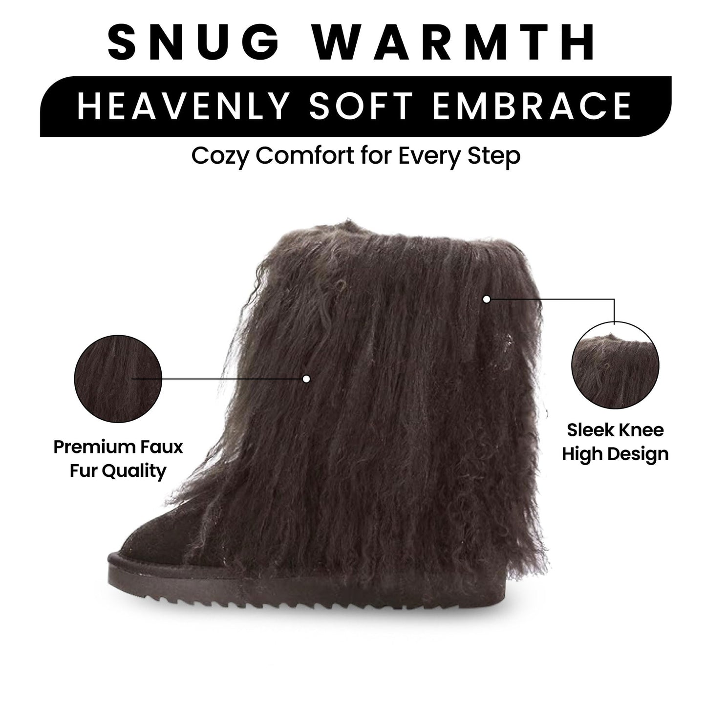 Freezy Faux Fur Winter Boots for Women – Warm Fluffy Snow Moon Boots with Plush Exterior