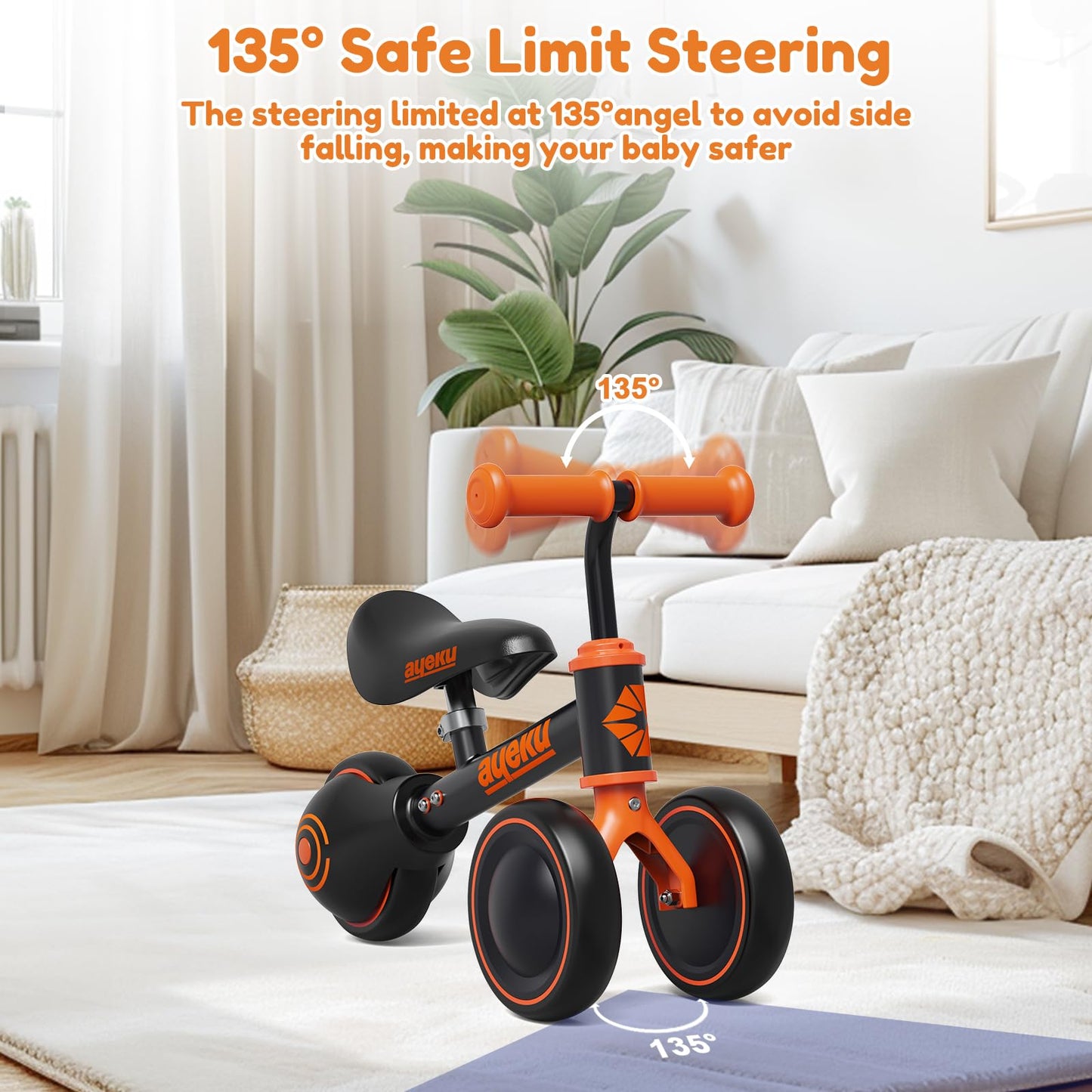First Ride Balance Bike | Perfect 1st Birthday Gift for Toddlers (12-24 Months) - Orange Black