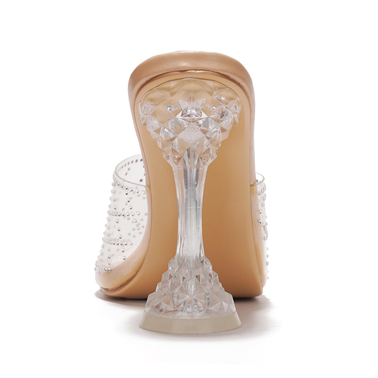Eli Sexy Clear Heels for Women – Square Toe Crystal Wine Glass Heel Sandals with Rhinestone Straps