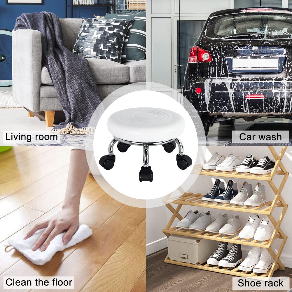 Adjustable PU Leather Rolling Stool Top Choice for Home, Office, and Garage