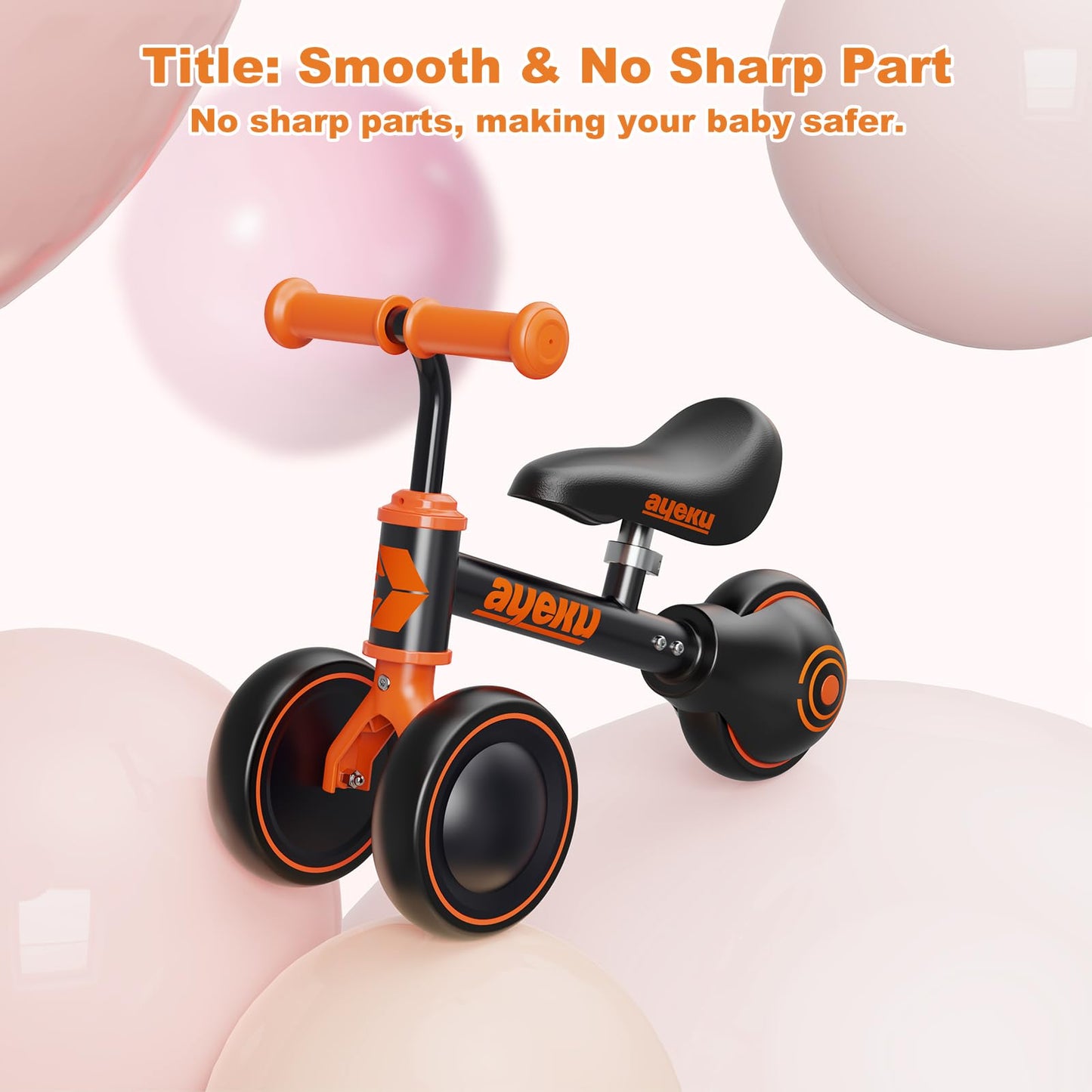 First Ride Balance Bike | Perfect 1st Birthday Gift for Toddlers (12-24 Months) - Orange Black